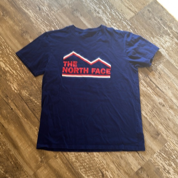 The North Face Blue Med Short Sleeve Tee Mountain Logo - Picture 1 of 7